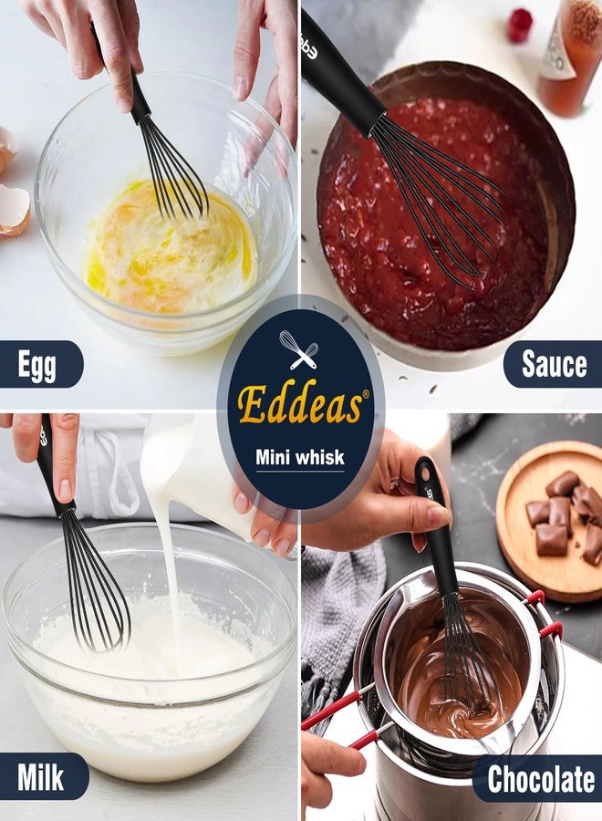 Eddeas Silicone Mini Whisk, Small whisks Non-Stick Tiny Whisks set of 2（5.5in & 7.5in）-Heat Resistant (450°F) Whisks, Balloon Egg Beater Perfect for Whisking, Beating, Mixing, Blending, Black - Image 4